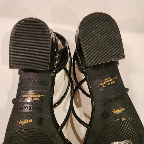 nwot BAMBOO Black Lizard embossed Strappy block heel Sandals SIZE 10M - Picture 7 of 10